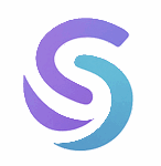 A stylized S logo with purple and blue gradient curves.