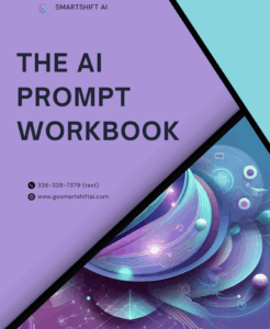 Cover for the AI Prompt Workbook in shades of purples, teals and black.